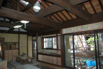 新築部分リビングダイニング梁組